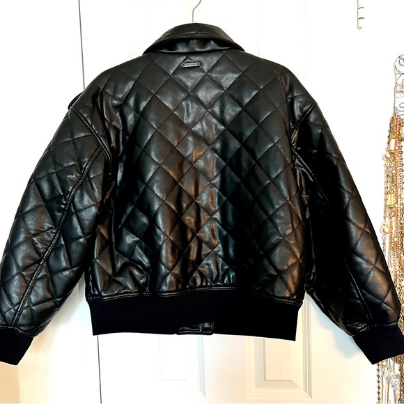 🎀HP 3x🎀 NWT Rebecca Minkoff Quilted Moto Jacket L Black DETAILS 🎀 - Picture 2 of 13